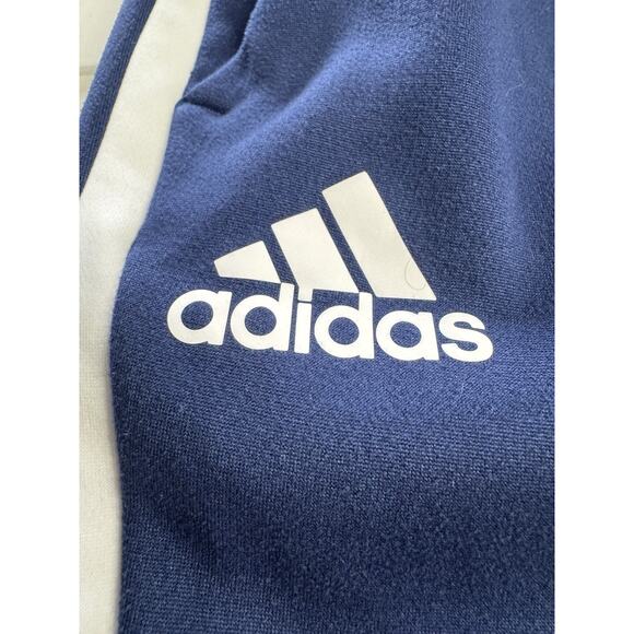 Mens Adidas Pants Football Soccer Tapered Leg Regular Fit NAVY BLUE Sz Medium - Picture 2 of 8